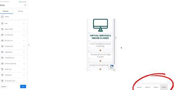 how to see mobile view on kajabi website