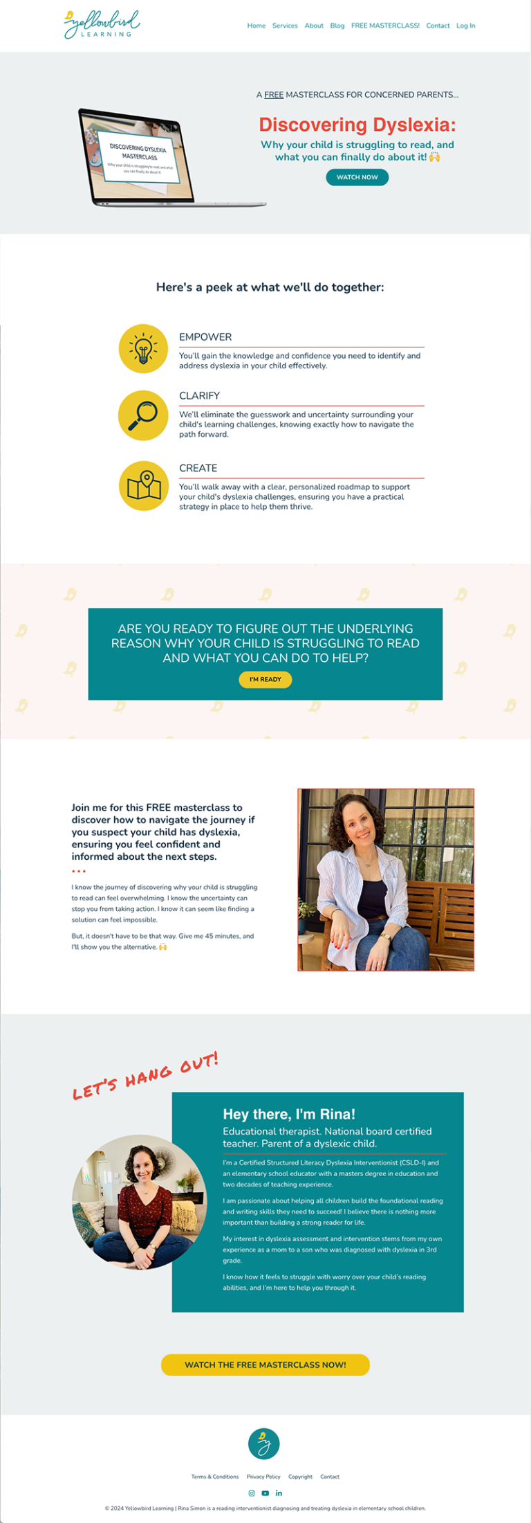 Yellowbird Learning Masterclass Opt-In Page by Kelly Benton